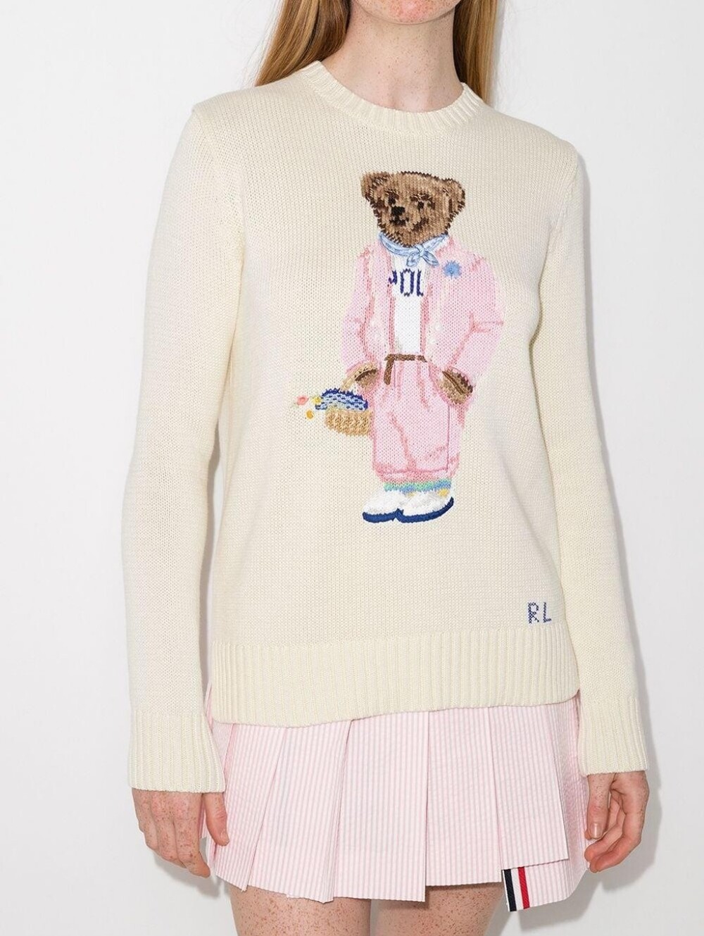 NWT Polo Ralph Lauren Picnic Polo Bear Sweater, Cream size L